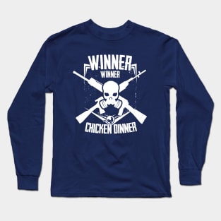 Winner Winner Emblem - White Long Sleeve T-Shirt